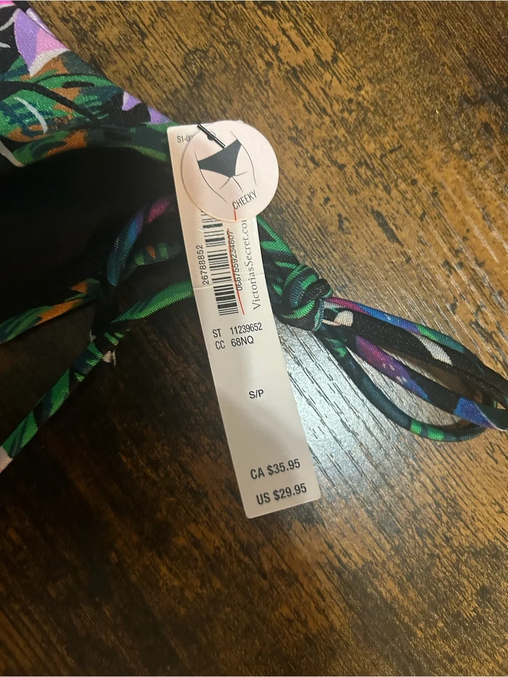 Victoria's Secret Black One-Piece with Green and Purple Floral Accents